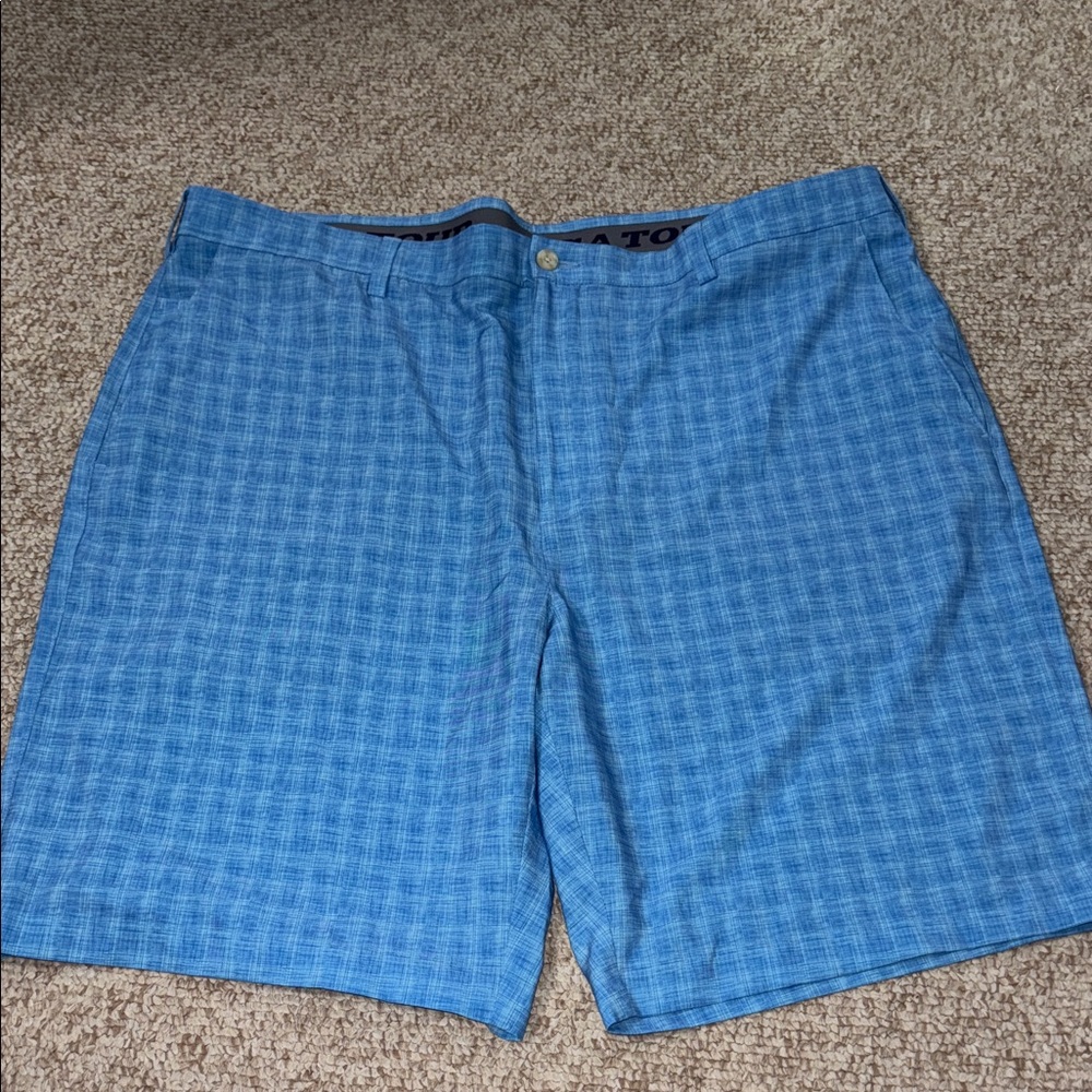 Men’s PGA Tour Blue Patterned Flat Front Shorts Size 42
